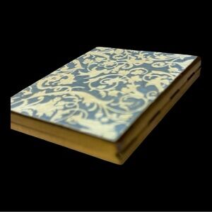 Vintage Elegant Gold and Blue Patterned Compact Mirror